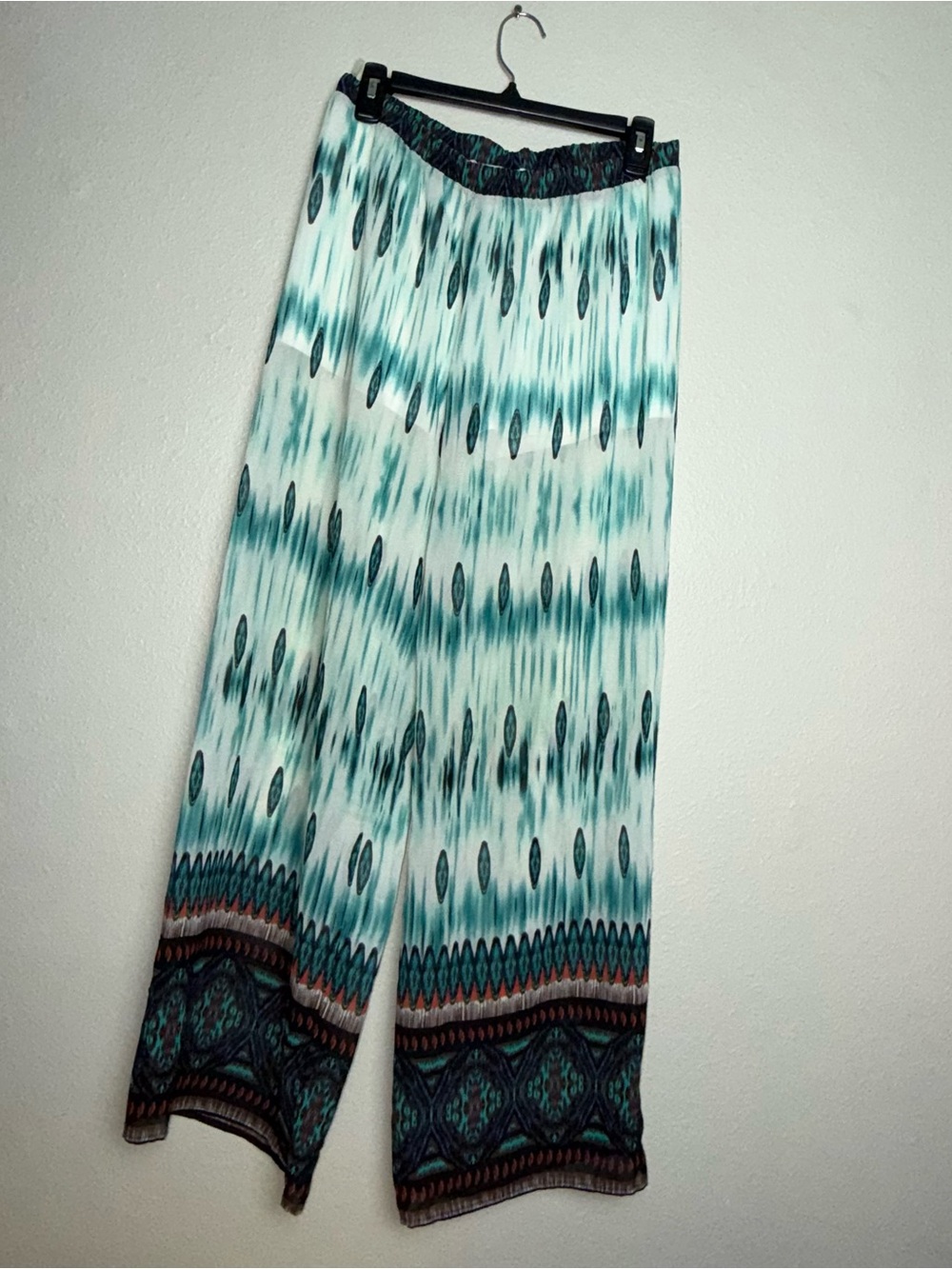 Romeo and Juliet Boho Teal Patterned Wide-Leg Pants
